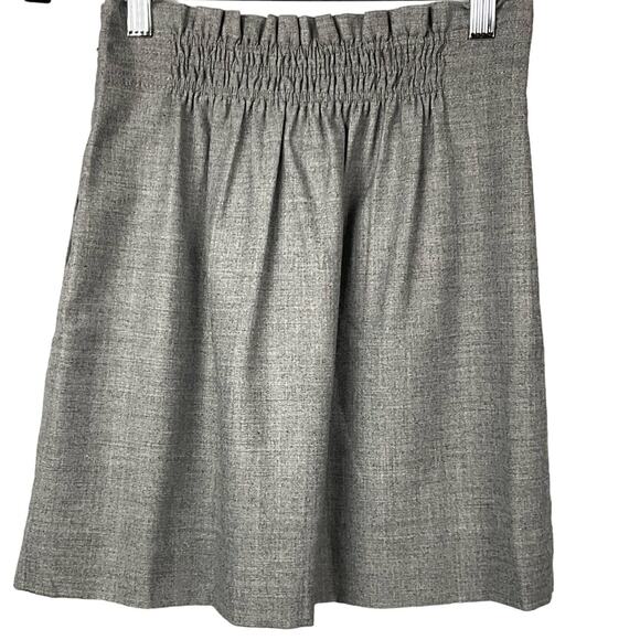 J CREW Mini Skirt Sidewalk City Heather Gray Wool Stretch sz 4 Comfort Pockets - Picture 3 of 11